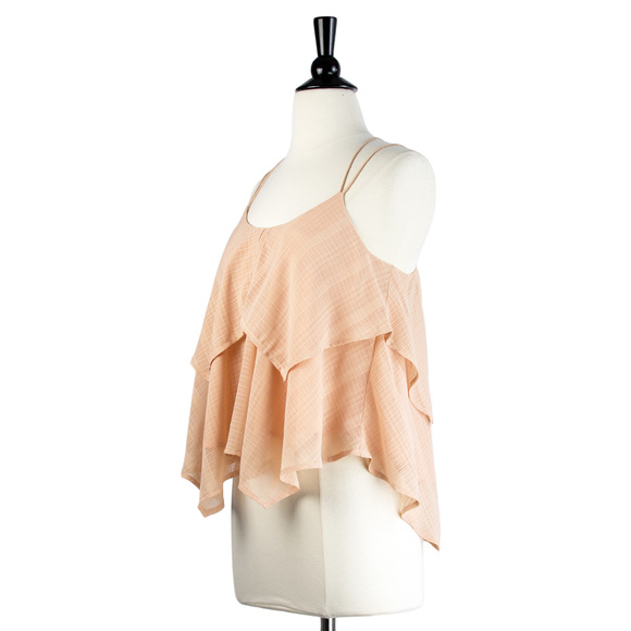 J.O.A. Layered Peach Strappy Camisole Top, Romantic Feminine Pastel - Picture 5 of 6